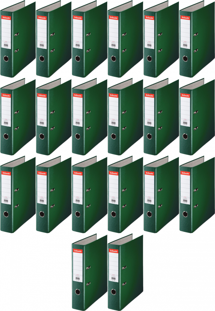 20x Segregator A4 Esselte, 75mm, do 500 kartek, ekonomiczny, zielony