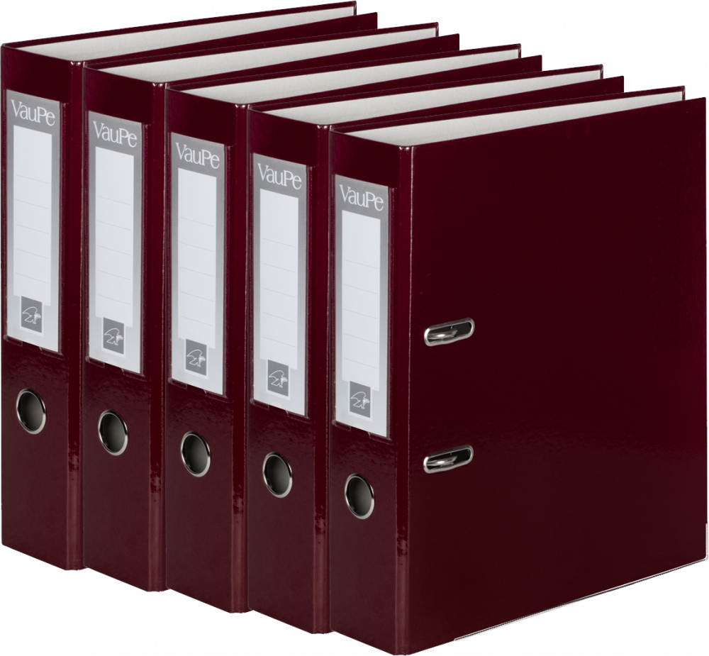 5x Segregator A4 VauPe FCK, 75mm, do 500 kartek, brązowy