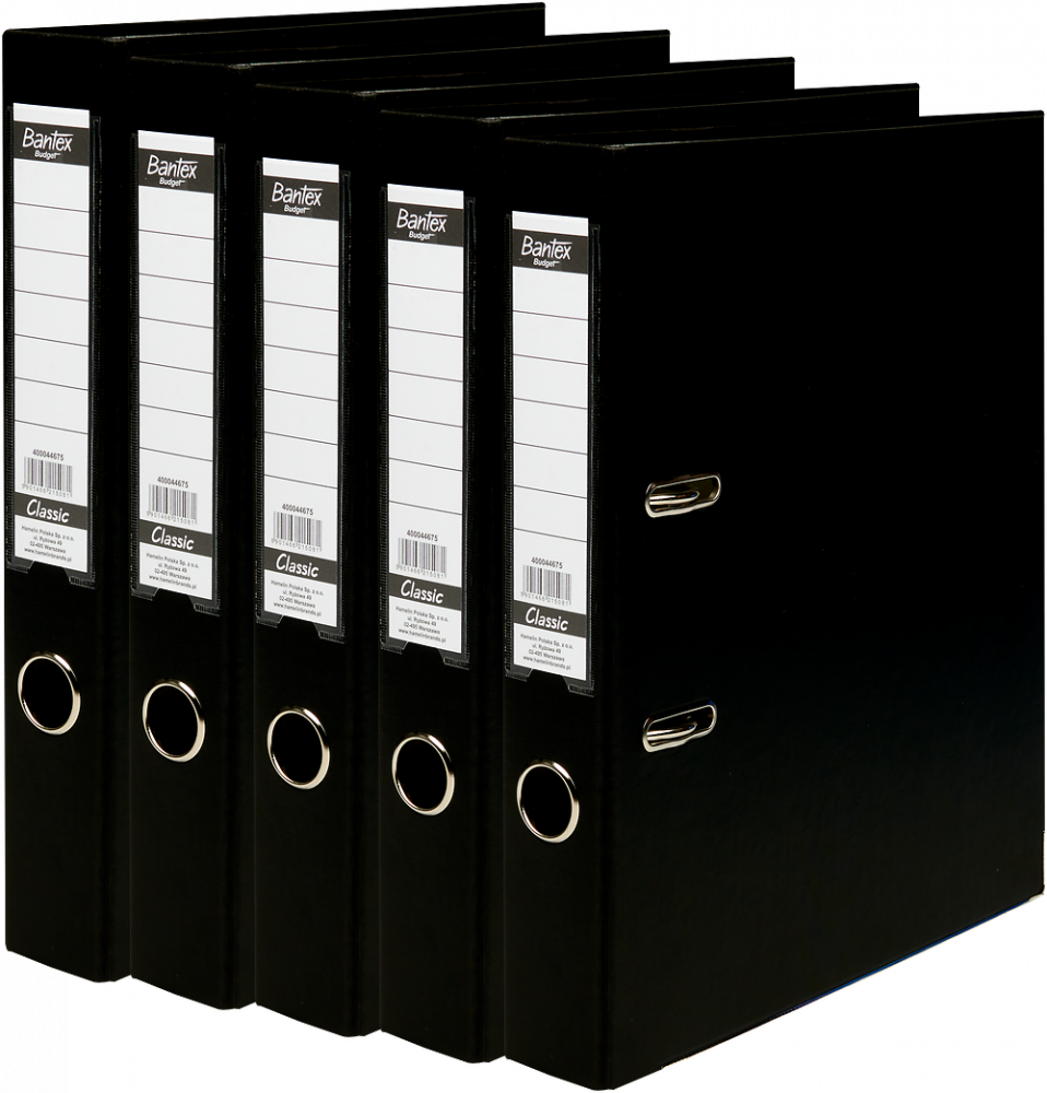5x Segregator A4 Bantex Budget Classic, 50mm, do 350 kartek, czarny