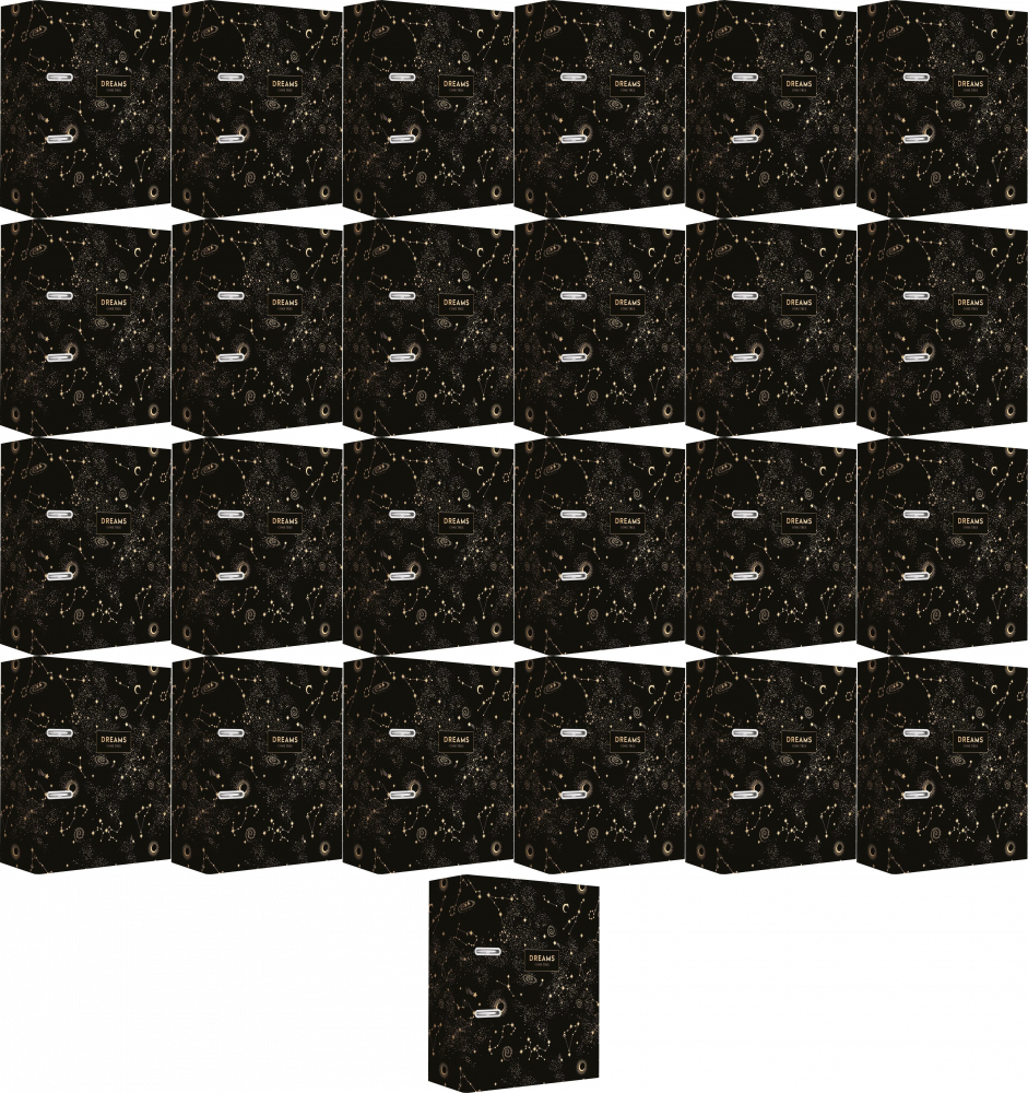 25x Segregator A4 Interdruk Metallic Dreams, szerokość grzbietu 75mm, czarny