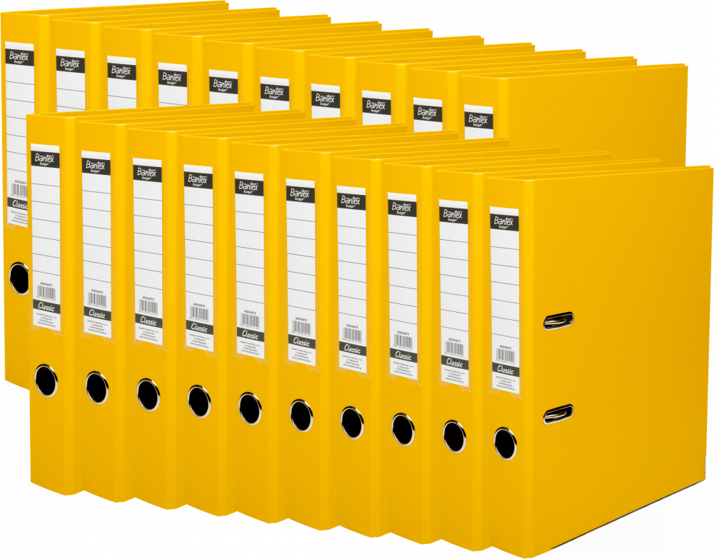 20x Segregator A4 Bantex Budget Classic, 50mm, do 350 kartek, żółty