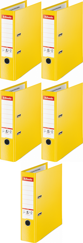 5x Segregator A4 Esselte No.1 Vivida Plus, 80mm, do 600 kartek, żółty