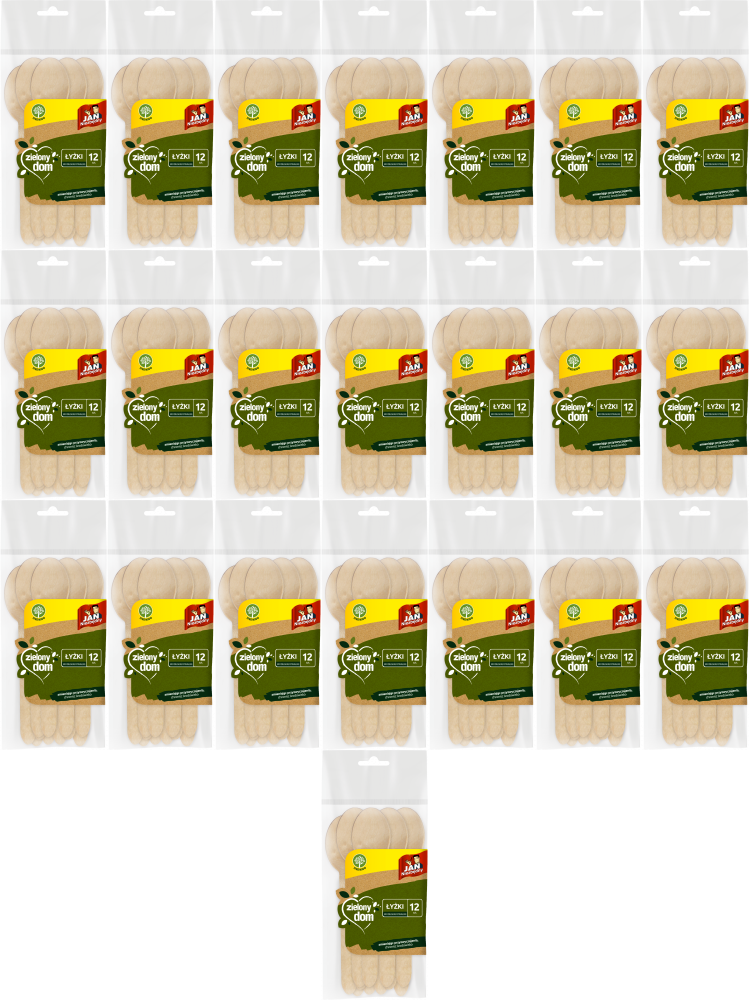 22x Łyżki jednorazowe Jan Niezbędny Zielony Dom, drewno, 12 sztuk, brązowy jasny