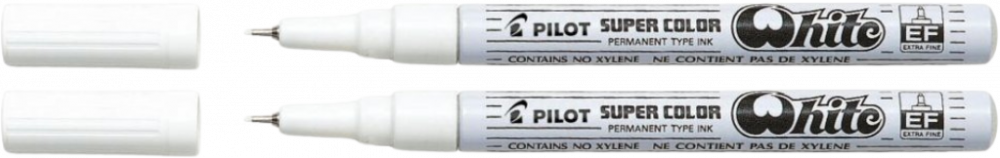 2x Marker olejowy Pilot, Super Color Extra Fine, okrągła, 1mm, biały