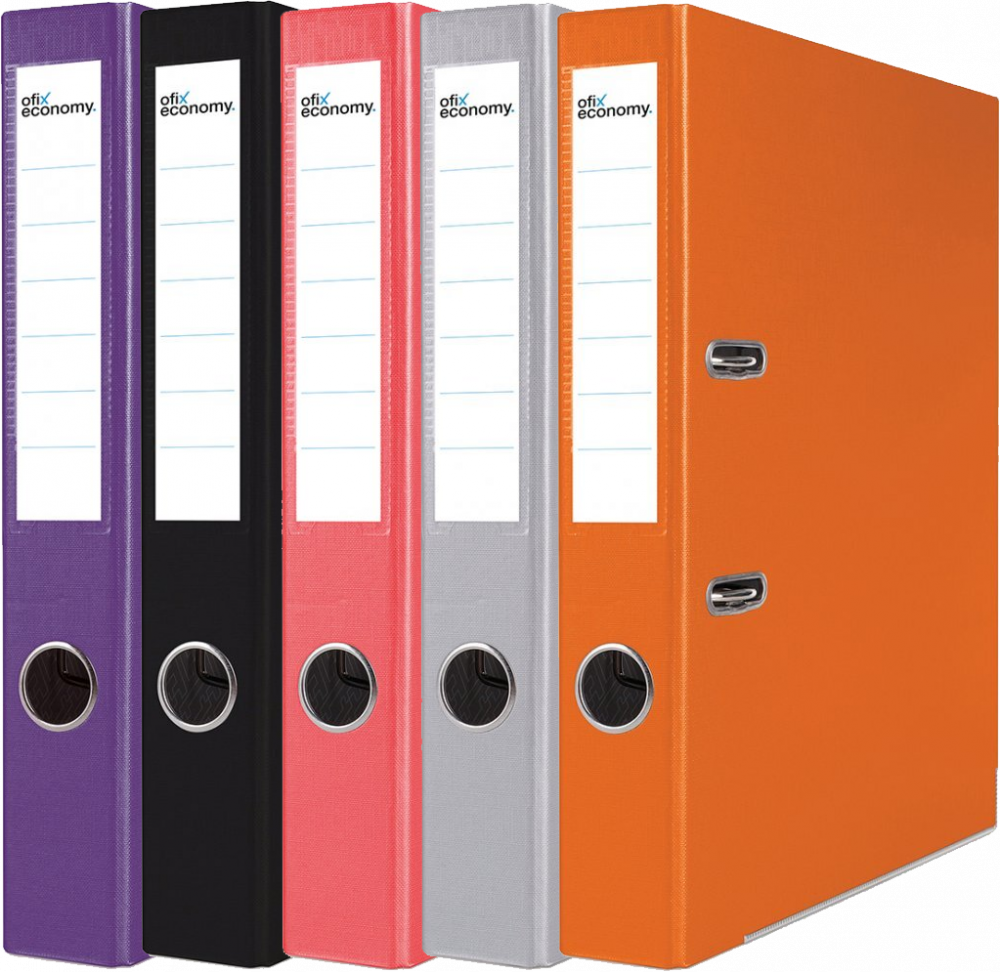 Zestaw 5x segregator Ofix Economy, A4, szerokość grzbietu 50mm, do 350 kartek, mix