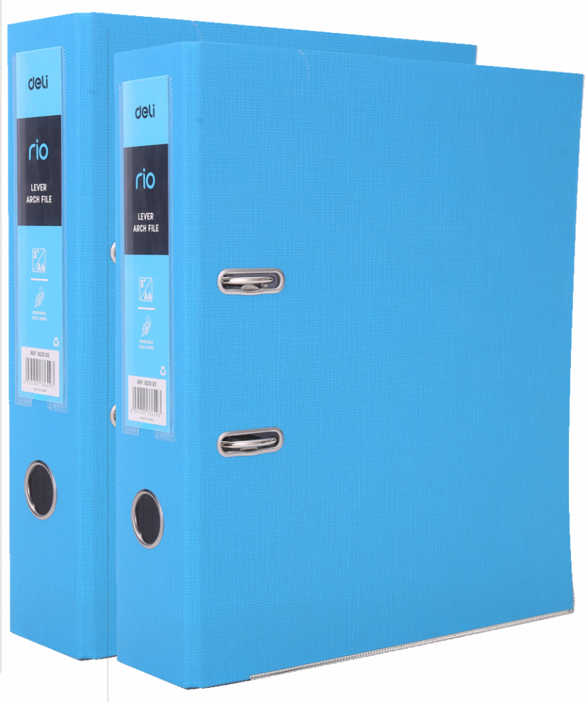 2x Segregator A4 Deli Rio, 76mm, niebieski