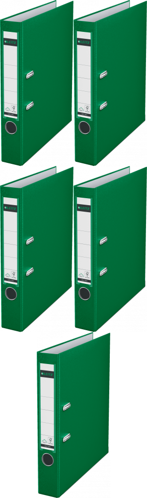 5x Segregator A4 Leitz 180°, 50mm, do 350 kartek, zielony