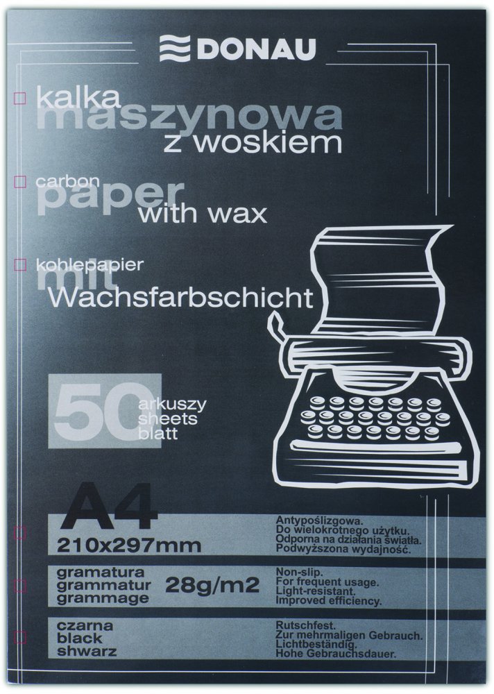 Kalka maszynowa Donau, A4, 50 arkuszy, czarny