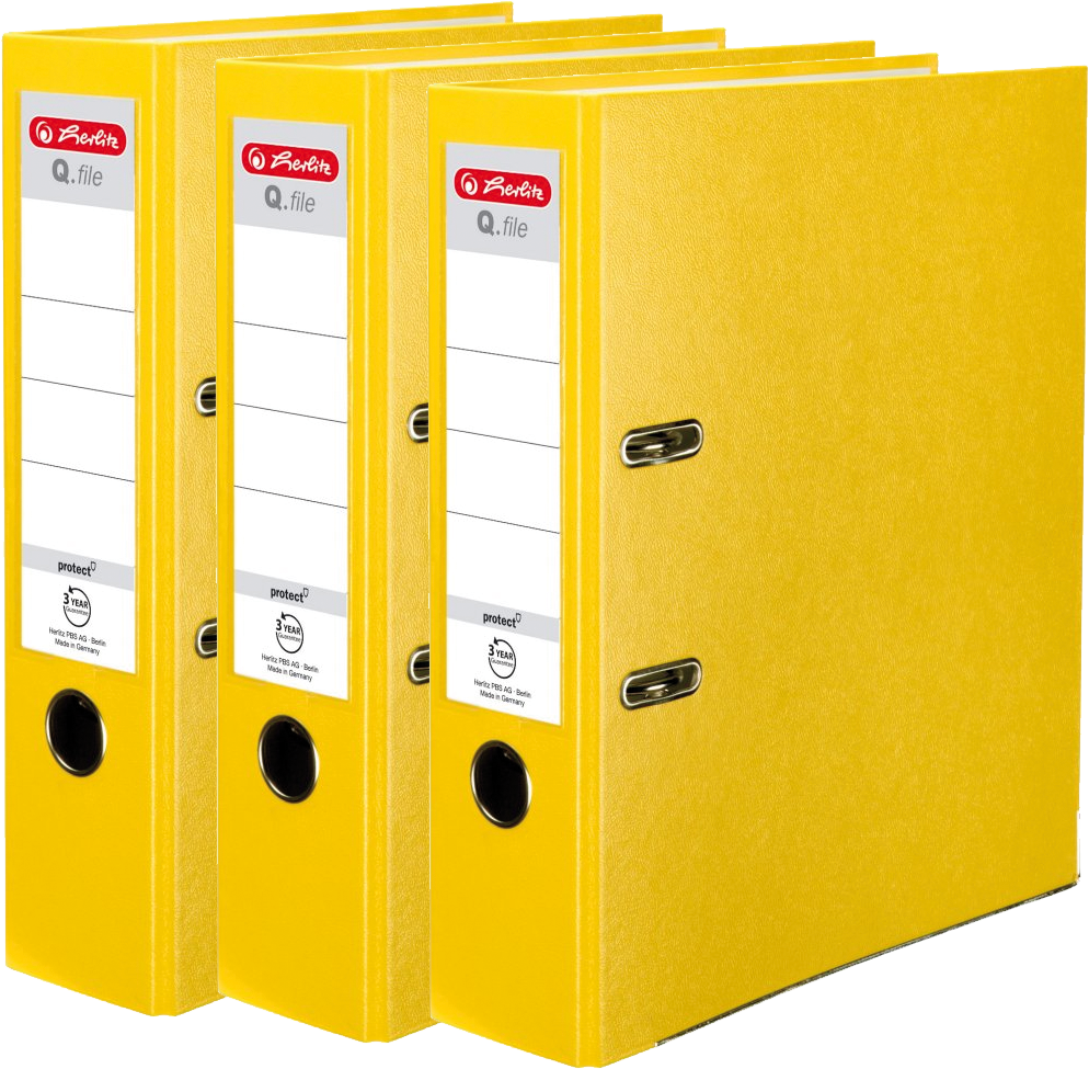 3x Segregator A4 Herlitz Q.file, 80mm, żółty