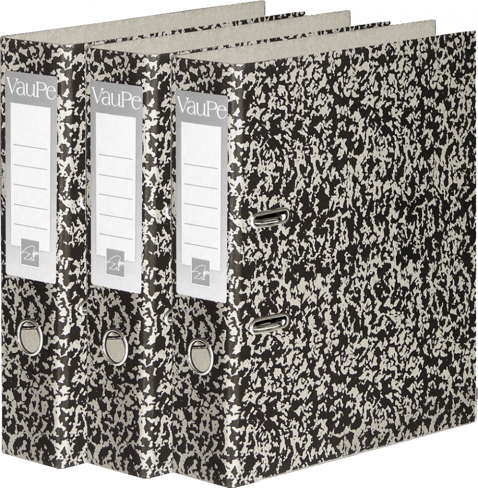 3x Segregator A4 VauPe, szerokość grzbietu 75mm, do 500 kartek, marmurek