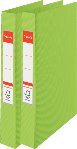 2x Segregator Esselte Vivida, A4, szerokość grzbietu 42mm, do 190 kartek, 4 ringi, zielony