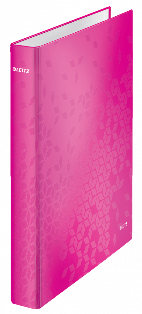 Segregator Leitz Wow, A4, szerokość grzbietu 40mm, do 250 kartek, 2 ringi, różowy