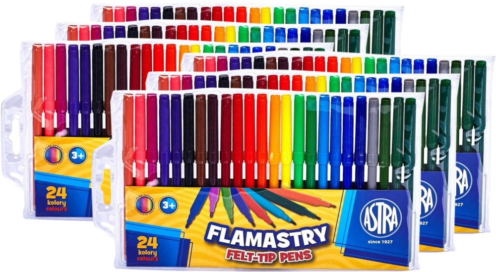 6x Flamastry Astra CX, 24 sztuki, mix kolorów