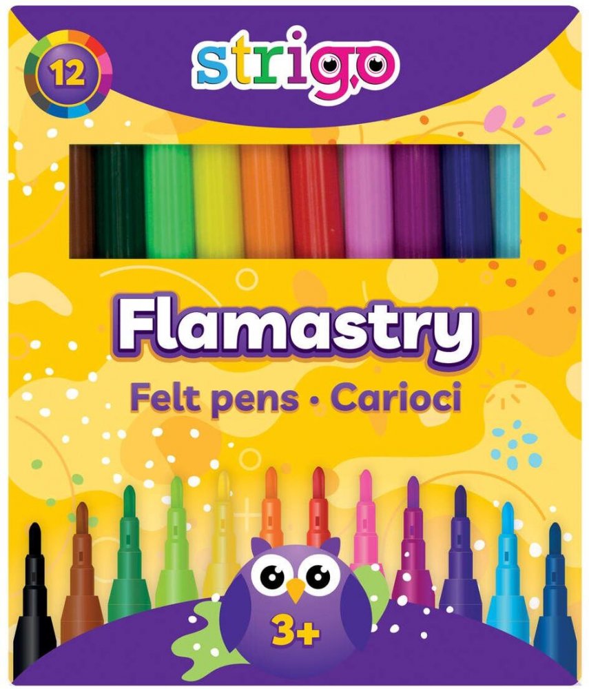 Flamastry Strigo, 12 sztuk, mix kolorów