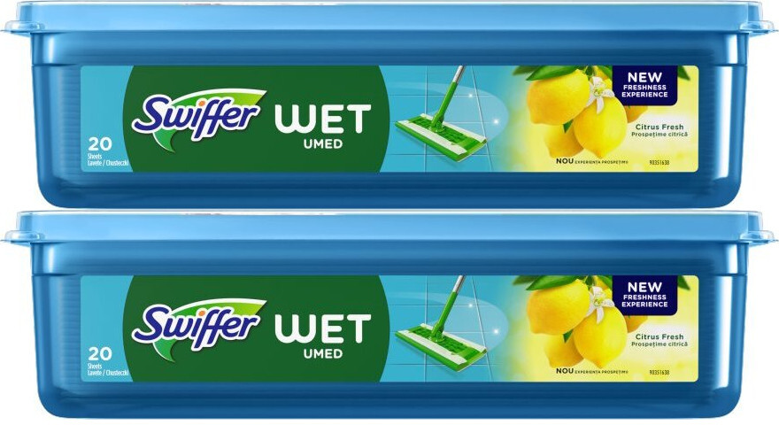 2x Chusteczki do mopa Swiffer Sweeper Wet, mokre, cytrynowy, 20 sztuk