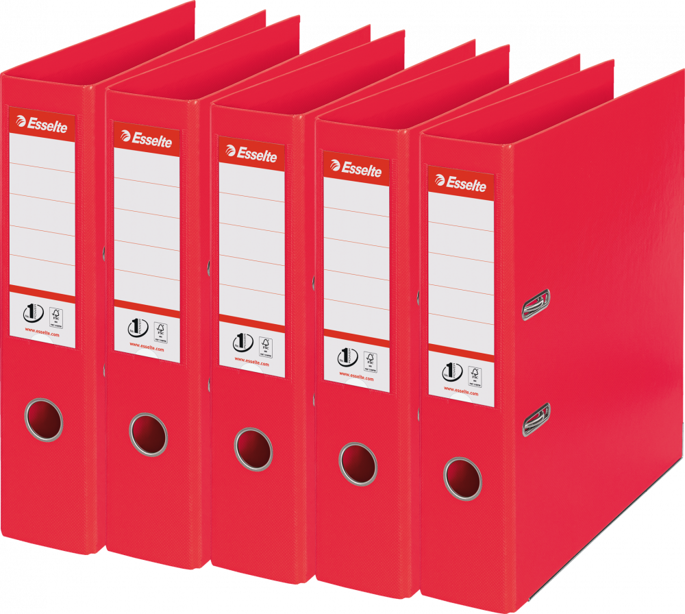 5x Segregator A4 Esselte Vivida No.1 Power, 75mm, do 500 kartek czerwony