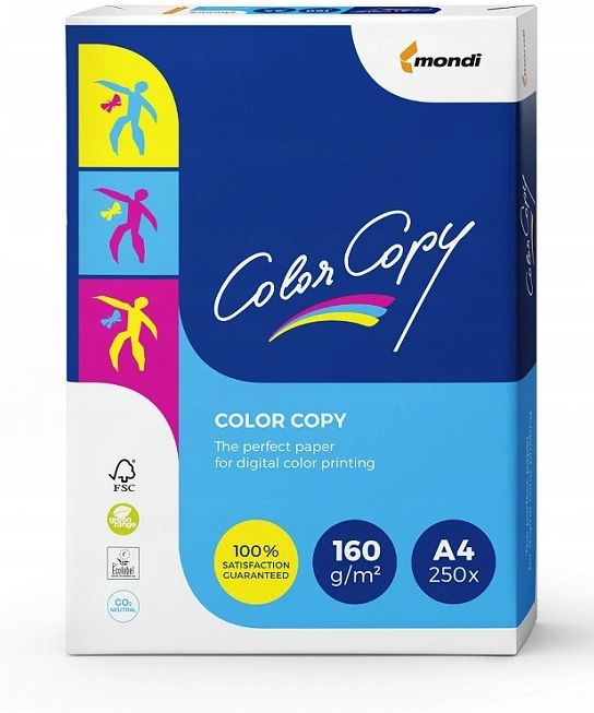 Papier satynowany Mondi Color Copy, A4, 160g/m2, 250 arkuszy, biały