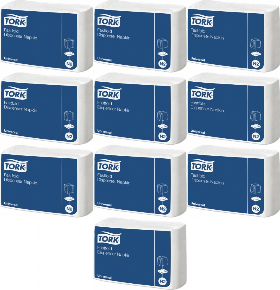 10x Serwetki dyspenserowe Tork Fastfold N2 10933, 1x300 listków, biały