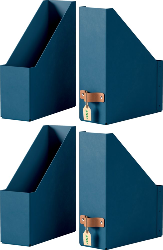 2x Organizer kartonowy na dokumenty Leitz Puro, z tektury z recyklingu, A4, 100mm, do 900 kartek, 2 sztuki, granatowy