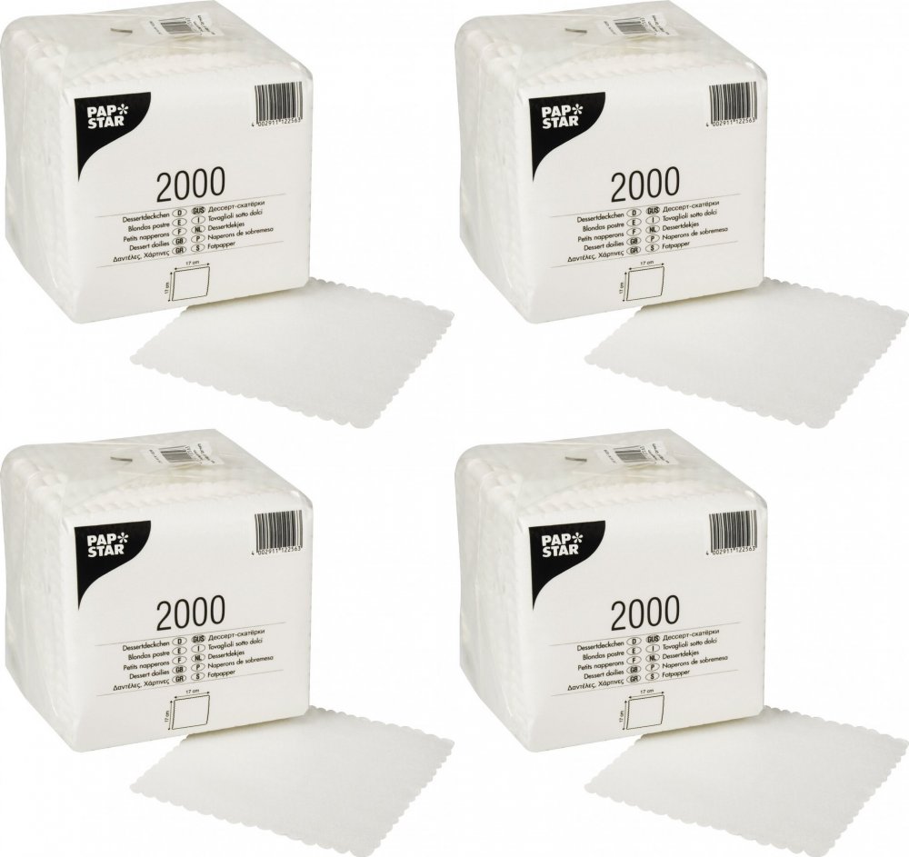 4x Serwetki gastronomiczne Papstar, 17x17cm, 2000 sztuk, biały
