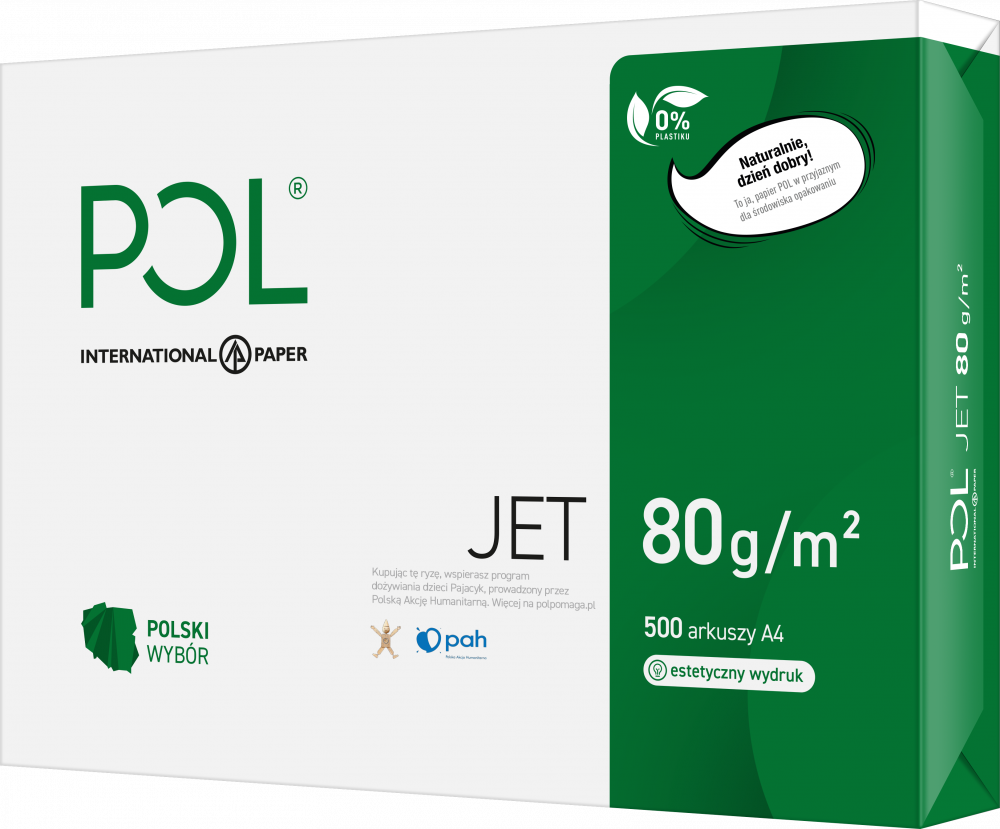Papier ksero ekologiczny Poljet, A4, 80g/m2, 500 arkuszy, biały