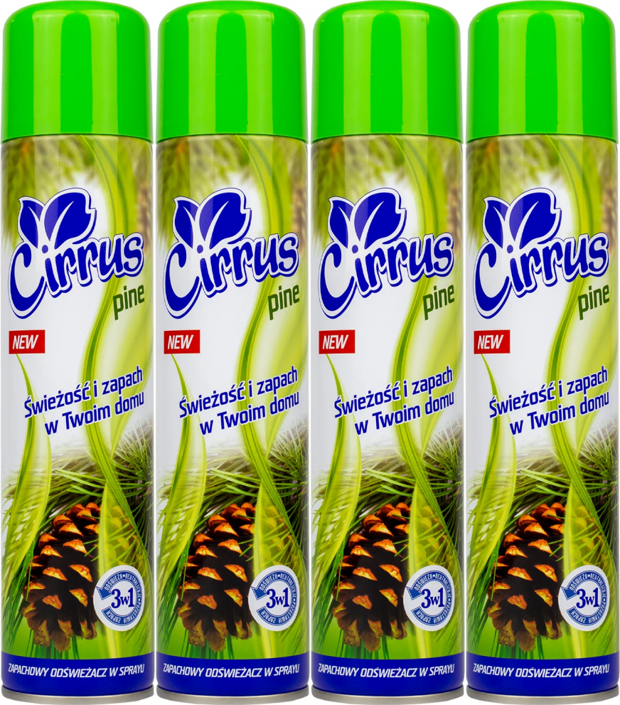 4x Odświeżacz powietrza Cirrus, spray, pine, 300ml