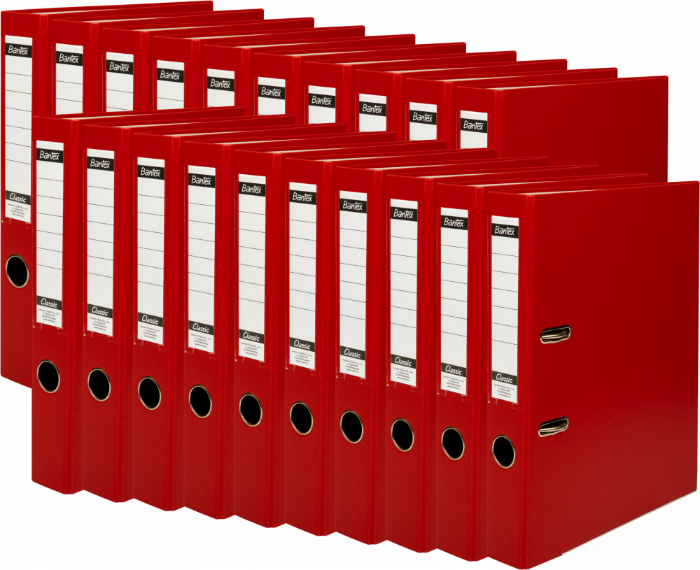 20x Segregator A4 Bantex Budget Classic, 50mm, do 350 kartek, czerwony