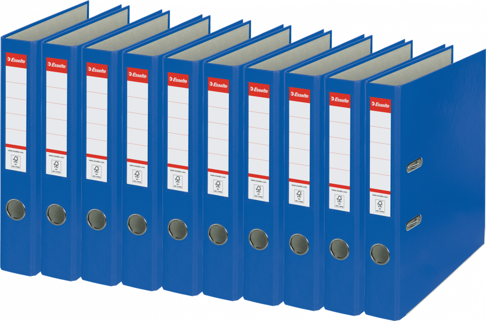 10x Segregator A4 Esselte, 50mm, do 350 kartek, ekonomiczny, niebieski