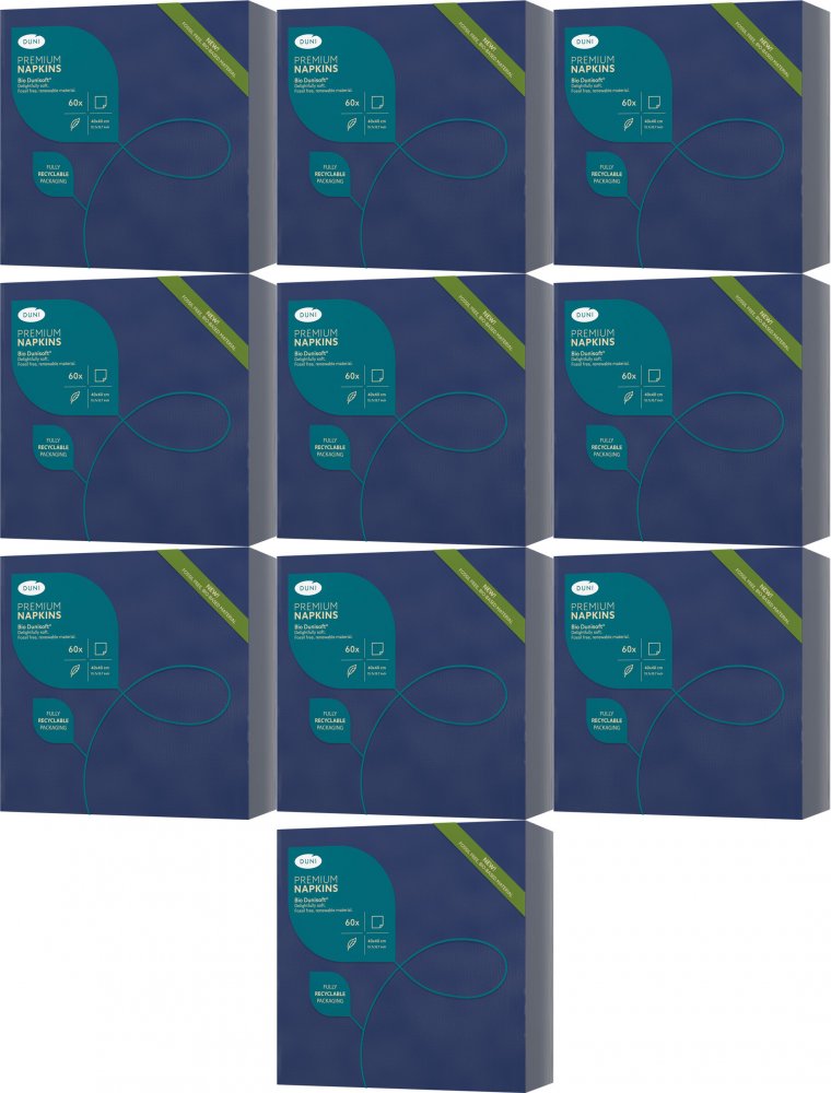 10x Serwetki Duni Bio Dunisoft, 40x40cm, 60 sztuk, granatowy