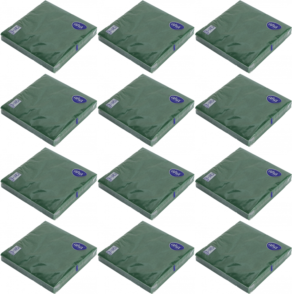 12x Serwetki stołowe A-ha, 3-warstwowe, 33x33cm, 20 sztuk, zielony