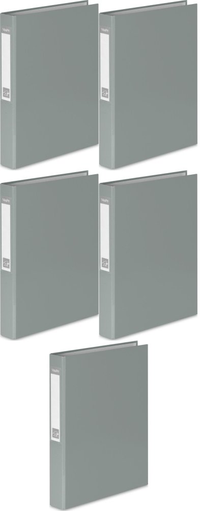 5x Segregator ringowy VauPe, A4, szerokość grzbietu 40mm, do 200 kartek, 2 ringi, szary
