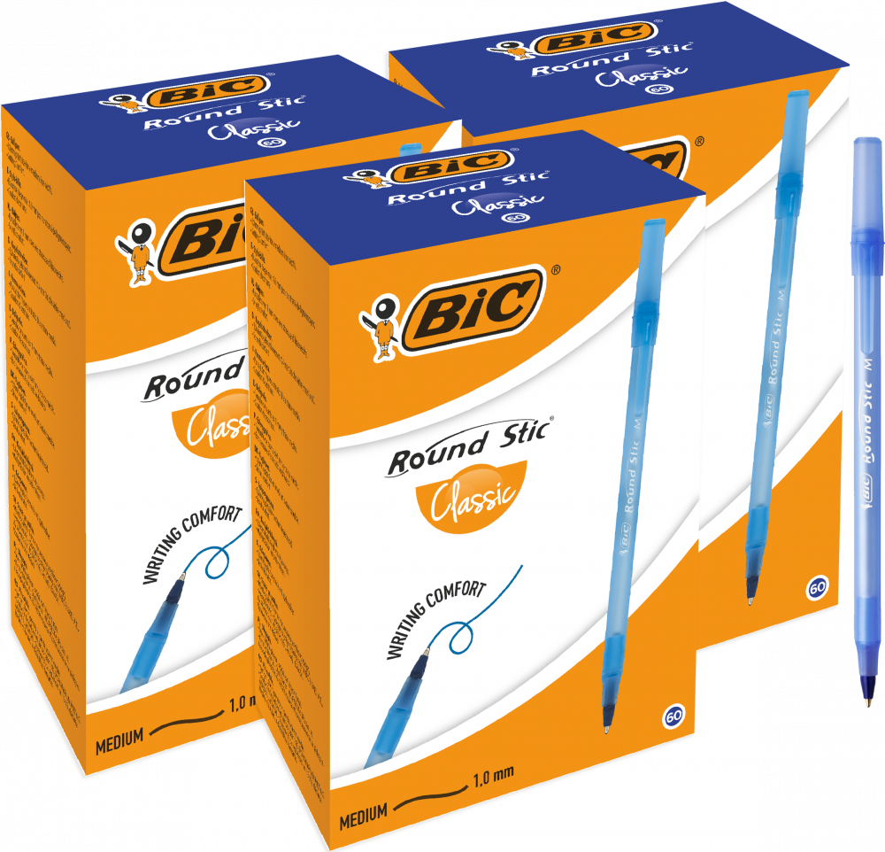 180x Długopis Bic Round Stic Classic, 1mm, niebieski