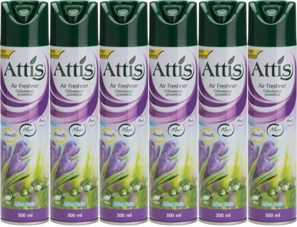 6x Odświeżacz powietrza Attis Gold Drop, spray, After Rain, 300ml