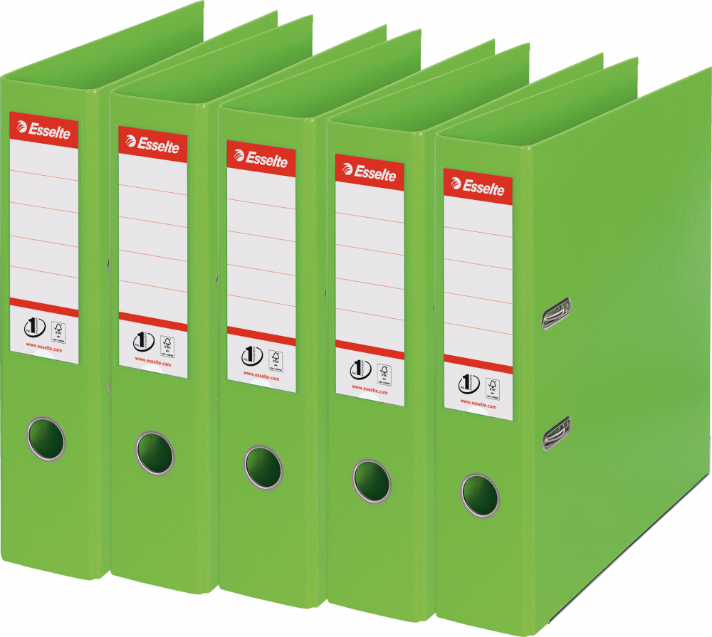 5x Segregator A4 Esselte Vivida No.1 Power, 75mm, do 500 kartek zielony