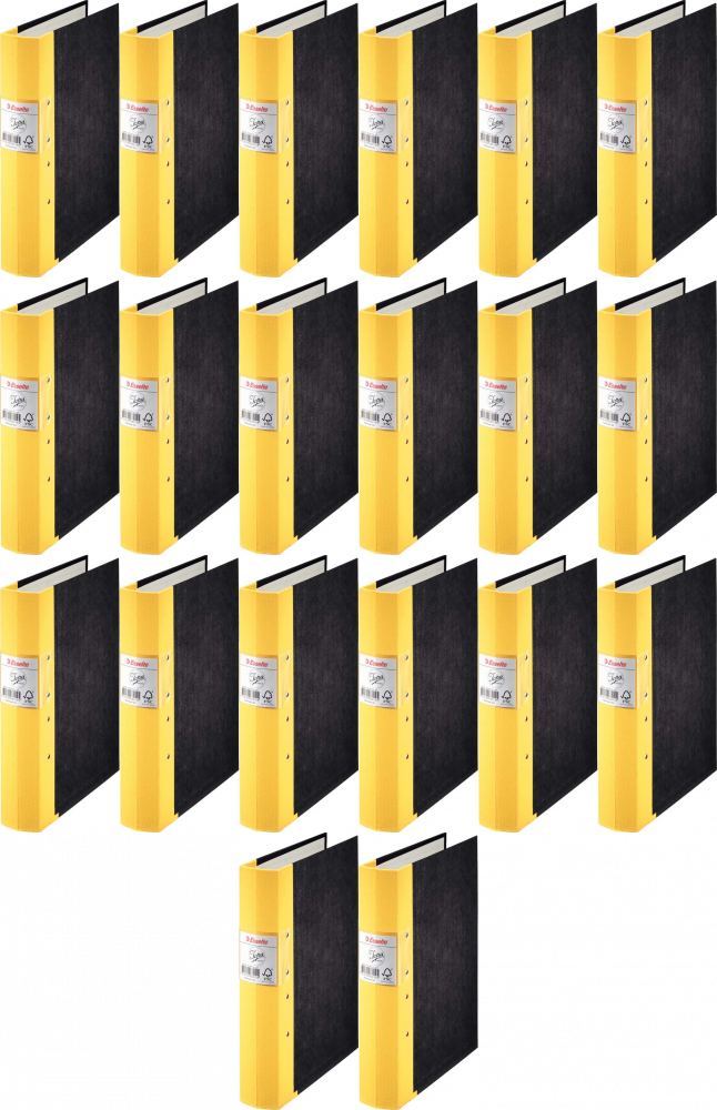 20x Segregator A4 Esselte Jopa, z mechanizmem szwedzkim, szerokość grzbietu 60mm, czarno-żółty