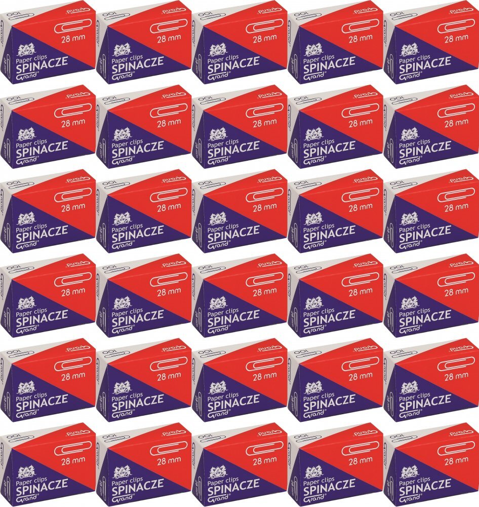 100x Spinacz Grand, okrągły, 28mm, 100 sztuk, srebrny