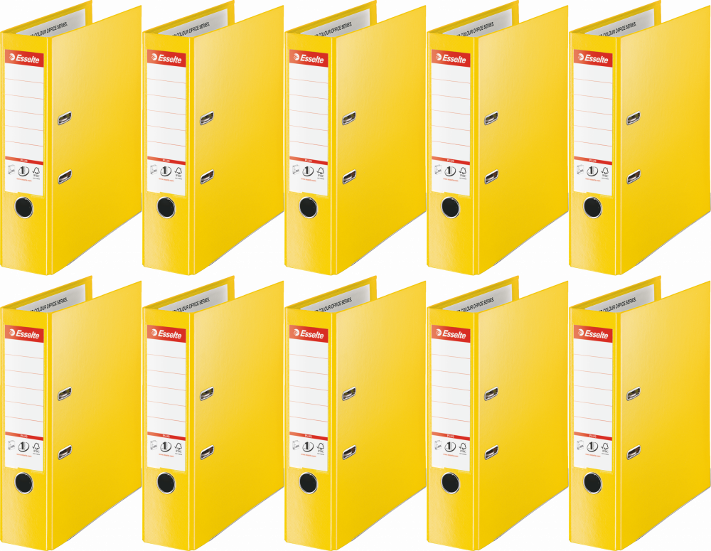 10x Segregator A4 Esselte No.1 Vivida Plus, 80mm, do 600 kartek, żółty