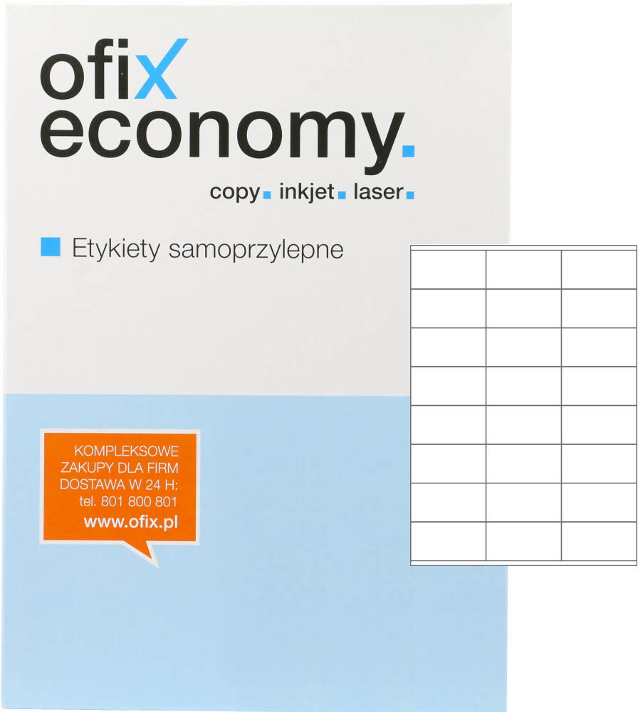 Etykiety samoprzylepne Ofix Economy, 70x36mm, 100 arkuszy, biały