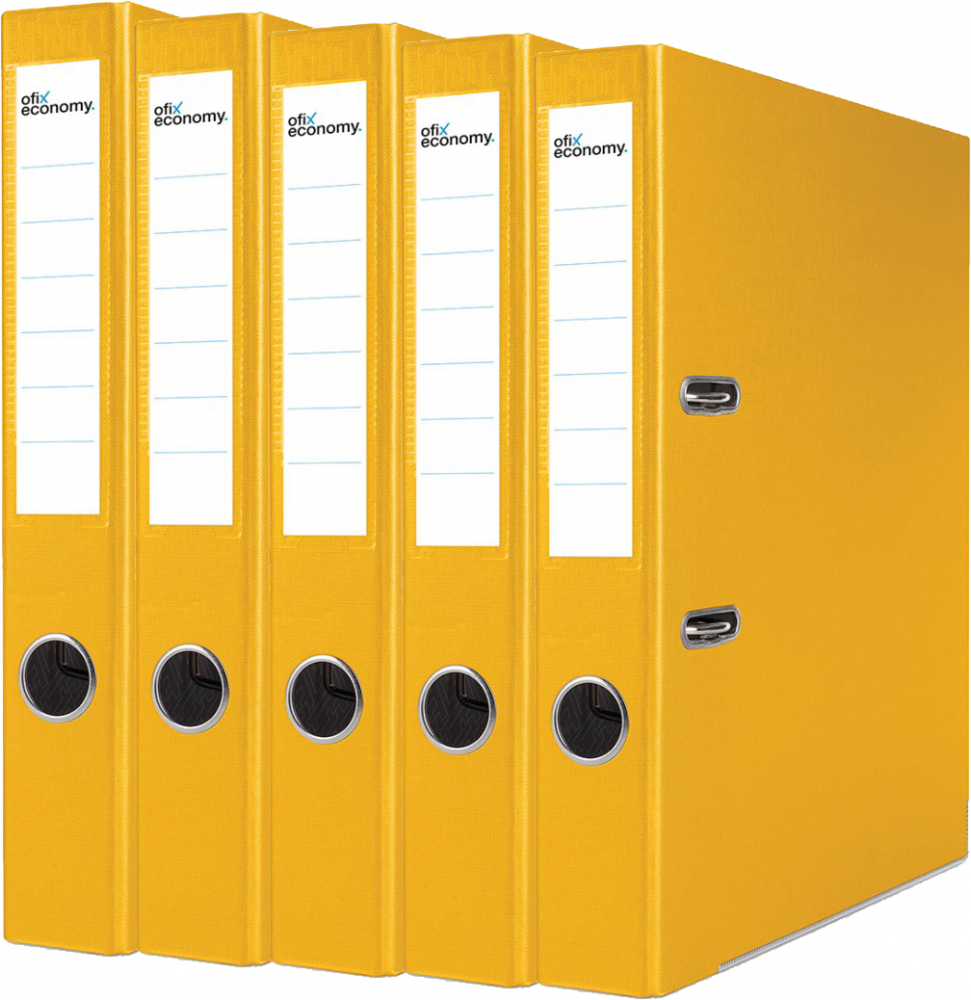 5x Segregator A4 Ofix Economy, z wyklejką, 50mm, do 350 kartek, żółty