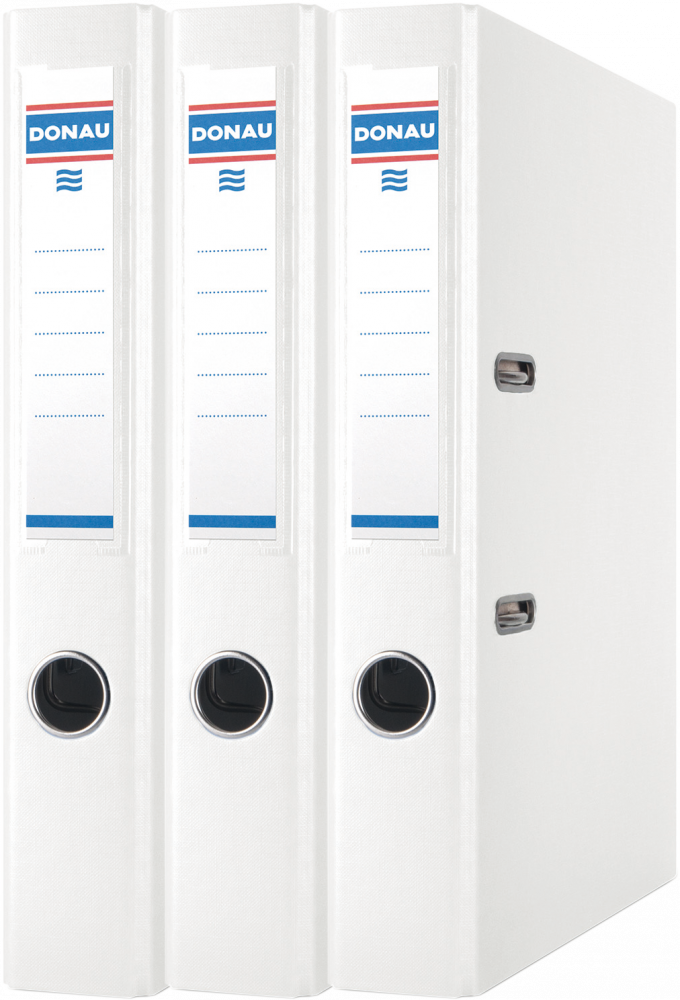 3x Segregator A4 Donau Master, szerokość grzbietu 50mm, do 350 kartek, biały