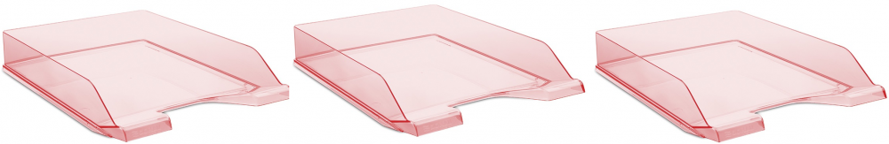 3x Półka na dokumenty Donau, A4, plastikowa, czerwony