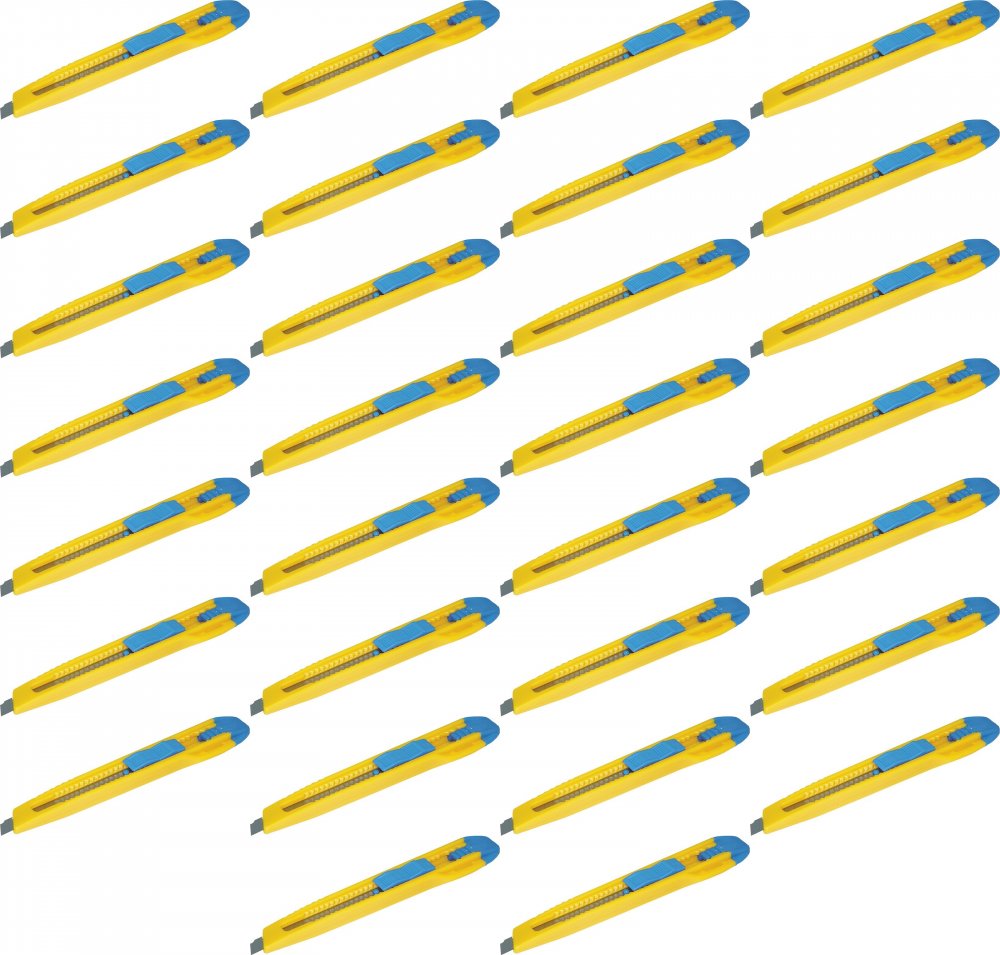 60x Nożyk biurowy z wymiennym ostrzem Donau, 9mm, żółto-niebieski