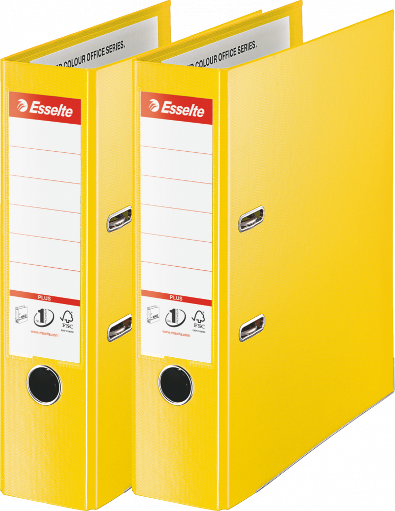 2x Segregator A4 Esselte No.1 Vivida Plus, 80mm, do 600 kartek, żółty