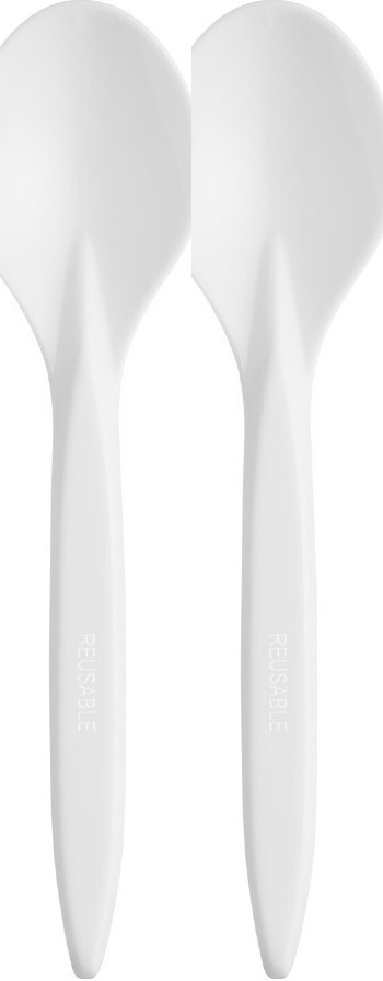 2x Łyżki wielorazowe Bittner premium, 18cm, plastik, 100 sztuk, biały