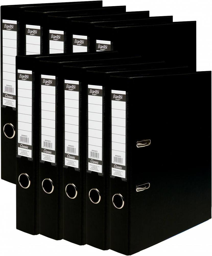 10x Segregator A4 Bantex Budget Classic, 50mm, do 350 kartek, czarny