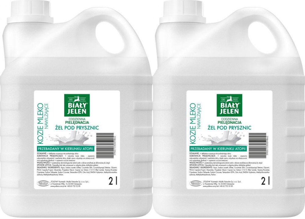 2x Żel pod prysznic Biały Jeleń, z kozim mlekiem, 2l