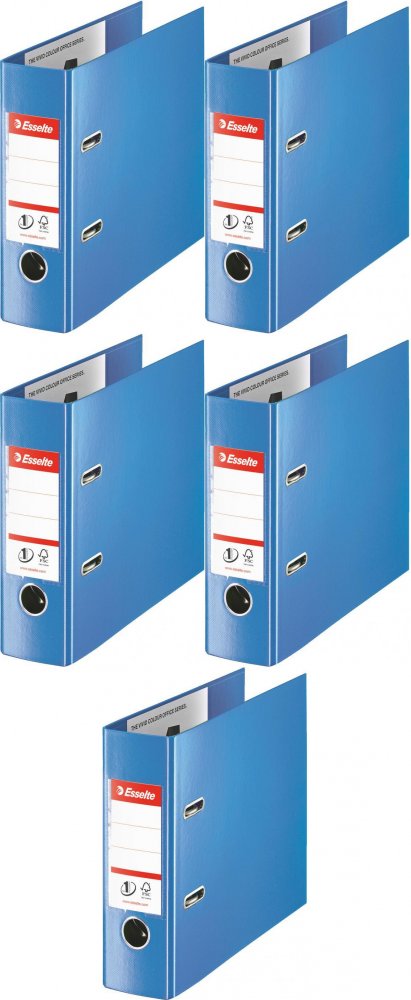 5x Segregator A5 Esselte No.1 Vivida, bankowy, 75mm, do 500 kartek, niebieski