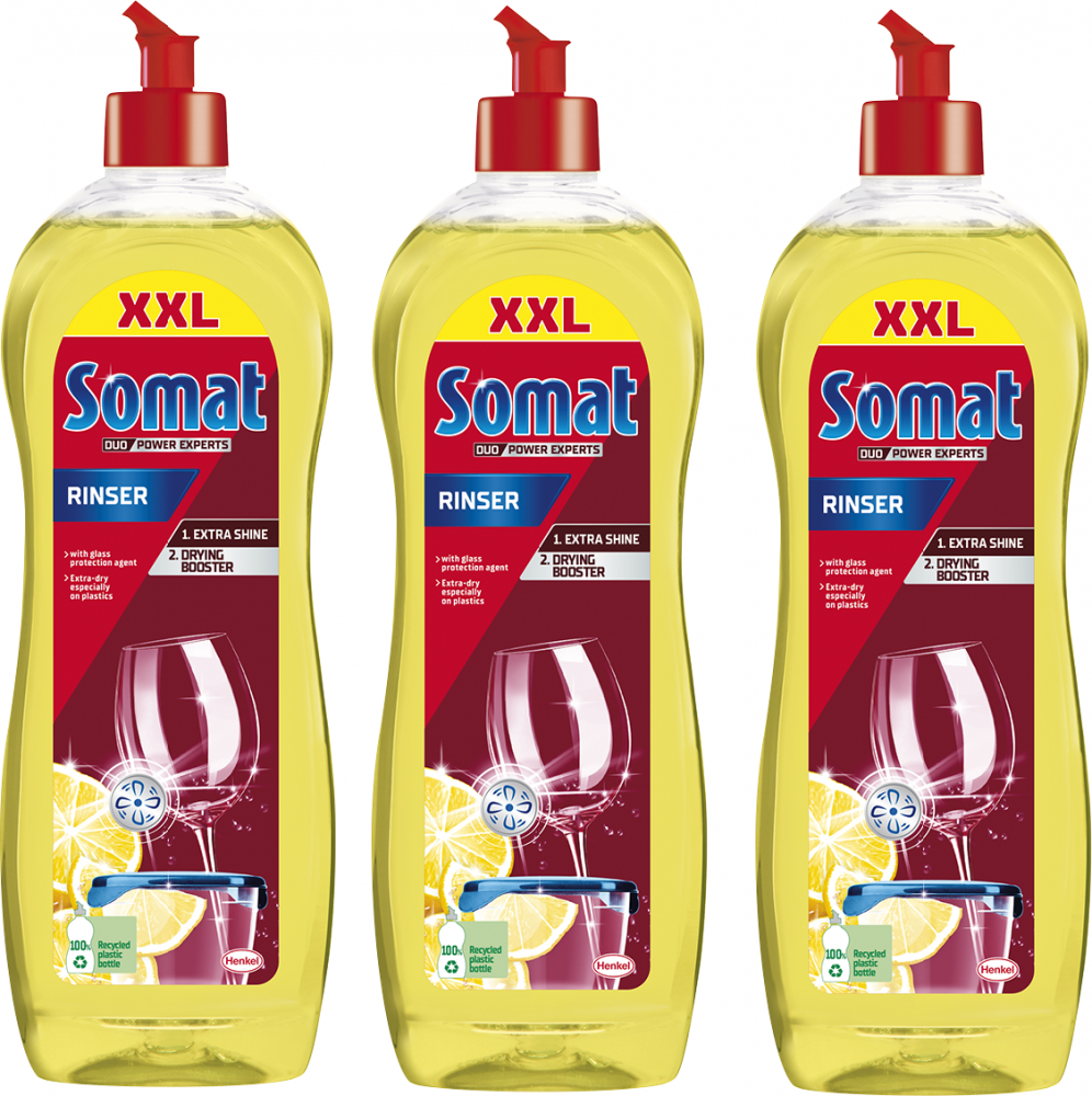 3x Płyn nabłyszczający do zmywarek Somat 3xShine Action, cytrynowy, 750ml