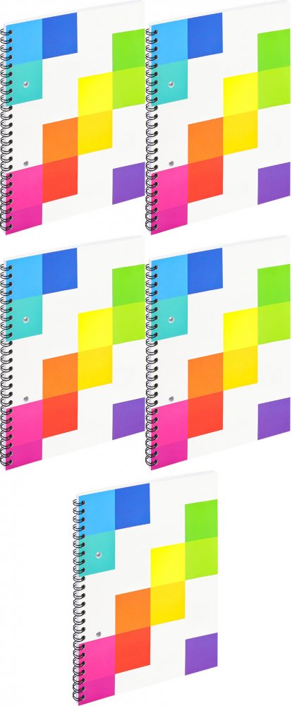 5x Kołonotatnik Grand A5M2, A5, w kratkę, 50 kartek, mix wzorów