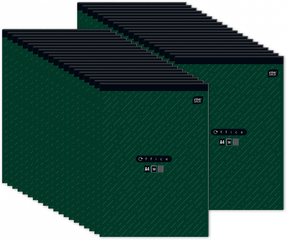 80x Blok biurowy w kratkę Interdruk, A4, 50 kartek, mix wzorów
